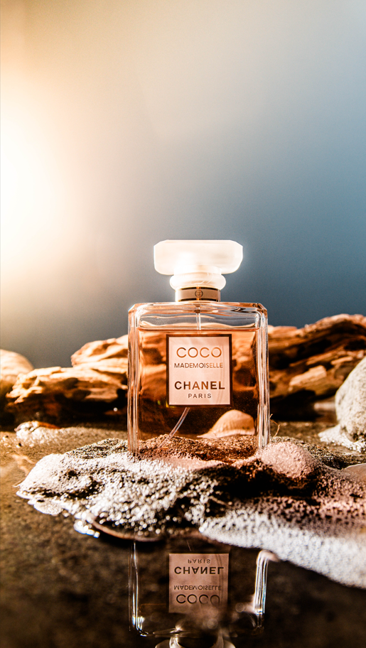 Chanel Les Eaux flacon in warm light
